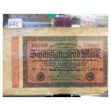 1923 German 20000 Mark Banknote