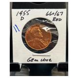 1955 D Lincoln Wheat Penny Gem Unc RD