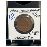1902 Indian Head Cent with Mint Error
