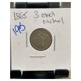 1865 Three-Cent Nickel Coin