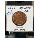 1949 Lincoln Wheat Cent MS64/65 RB