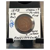 1898 Indian Head Cent FS-402 Snow-13 Fine Conditio