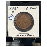 1931-D Lincoln Wheat Cent, Extra Fine