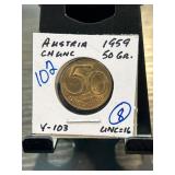 1959 Austria 50 Groschen Coin, Uncirculated