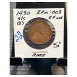1930-S/S Lincoln Wheat Penny RPM-003 VF