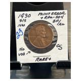 1930-S/S Lincoln Wheat Cent Mint Error Coin