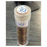 1967 BU Lincoln Cents Roll in Plastic Tube
