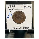 1873 Indian Head Cent in Holder