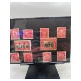 Vintage U.S. Red Postage Stamps