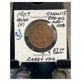 1907 90/90 Indian Head Cent Rare Variety