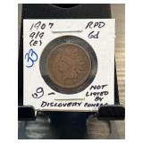 1907 9/9 Indian Head Cent with Noted RPD