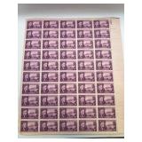 Sheet of Purple 3-Cent US Roosevelt Stamps