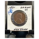 1931 Lincoln Wheat Cent CH AU 55