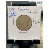 1891 Seated Liberty Quarter Coin