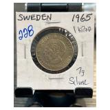 1965 Sweden 1 Krona Silver Coin