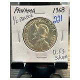 1968 Panama 1/2 Balboa Silver Coin