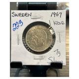 1967 Sweden 1 Krona Coin in Holder