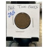 1868 Two-Cent Coin in Holder