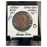 1930 Lincoln Wheat Penny RPM-001 DDO RPM