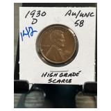 1930-D Lincoln Wheat Cent AU/UNC