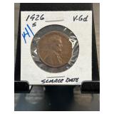 1926 S Lincoln Wheat Penny Coin V.6d