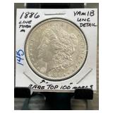1886 Morgan Silver Dollar VAM-13 UNC Details