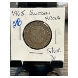 1965 Sweden 1 Krona Silver Coin