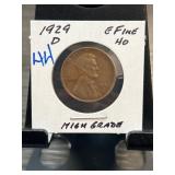 1929-D Lincoln Wheat Penny in EF 40 Condition