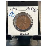 1931 Lincoln Wheat Cent AU50/55