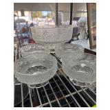 Frosted Glass Serving Bowl with Four Matching Bowl