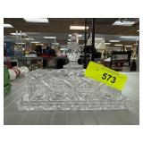 Clear Cut Glass Butter Dish with Lid