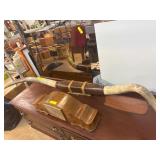 Decorative Longhorn With Leather and Brass Accents