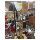 Brass Floor Lamp with Frosted Glass Shade