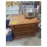 Oak Two-Drawer Wooden Nightstand