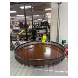 Round Metal and Wood Serving Tray