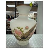 White Decorative Vase With Bird and Floral Design