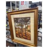 Framed Landscape Painting with Tall Trees