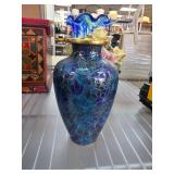 Blue Cloisonne Vase with Gold-Tone Accents