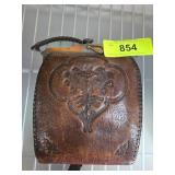 Tooled Leather Handbag With Metal Frame