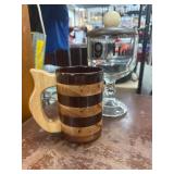 Wood Mug and Glass Goblet Set