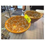 Two FES Hand-Painted Floral Ceramic Bowls