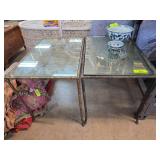 Neoclassical Glass-Top Metal Frame Tables