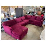 Plush Red Sectional Sofa with Chaise