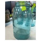 Blue Embossed Mason Jar