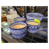 FES Pottery Blue and White Ceramic Bowls