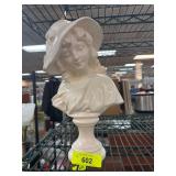Ivory-Colored Bust of a Lady With Hat