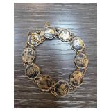 Link Bracelet with Etched Black and Gold Panels