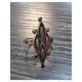 Sterling Silver Ring with Green Stones