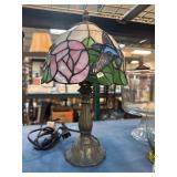 Stained Glass Table Lamp With Floral Design