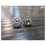 Sterling Silver Halo Stud Earrings